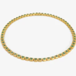 20k & colombian emerald ziggurat eternity necklace, 11.64ct