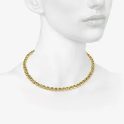 20k & colombian emerald ziggurat eternity necklace, 11.64ct