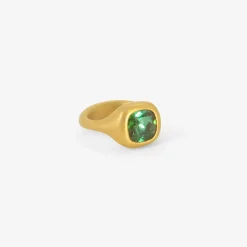 22k & cushion-cut blue green tourmaline cast ring, 2.88ct