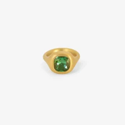 22k & cushion-cut blue green tourmaline cast ring, 2.88ct