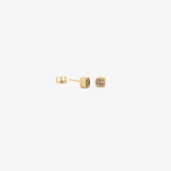 18k & cushion-cut champagne diamond studs, 1.37ct