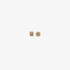 18k & cushion-cut champagne diamond studs, 1.37ct