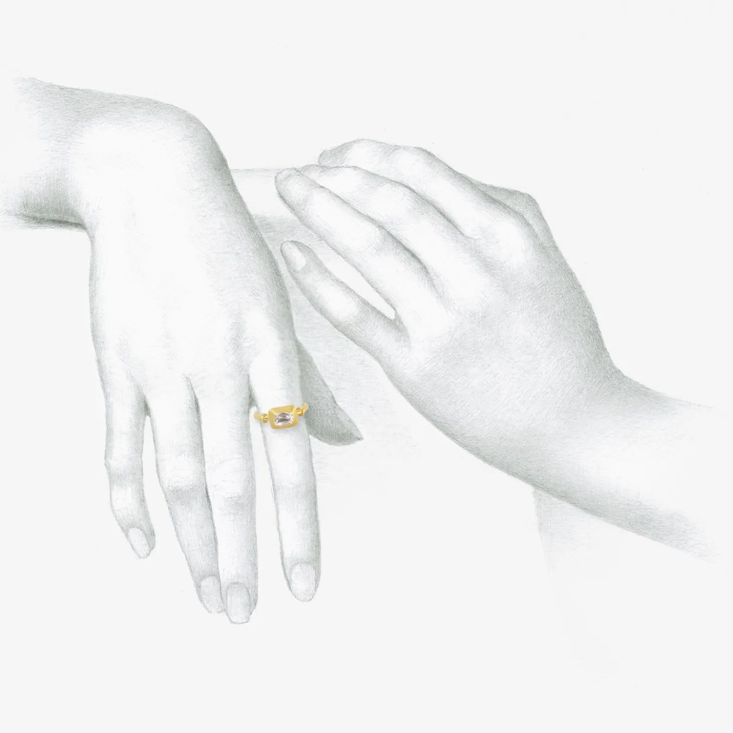 22k & cushion-cut diamond small capsa ring, .41ct