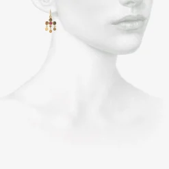 22k & cushion-cut ruby tiny girandole earrings