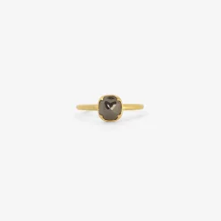 18k & cushion-shaped dark brown diamond ring, 1.04ct