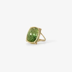18k & cushion-shaped green tourmaline ring