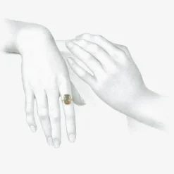 18k & cushion-shaped moss aquamarine ring , 4.25ct