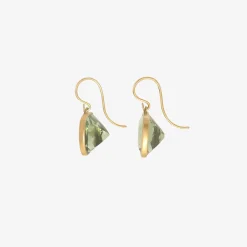 18k & cushion-shaped prasiolite earrings, 29.38ct