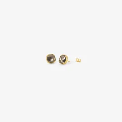 18k & cushion-shaped salt and pepper diamond studs, 3.65ct