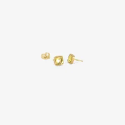 18k & cushion-shaped yellow sapphire studs, 1.97ct