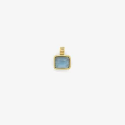 22k & deep blue emerald-cut aquamarine pendant