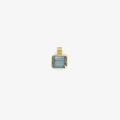 22k & deep blue emerald-cut aquamarine pendant