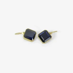 18k & deep indigo iolite cube drop earrings, 8.49ct