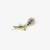 18k & dendritic agate mineral life flowery pin with tourmaline
