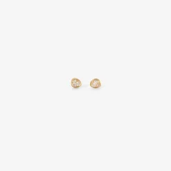 14k & diamond baby triangle skipping stone studs, .05ct