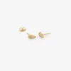 14k & diamond elongated triangle skipping stone studs, .09ct