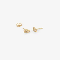 14k & diamond elongated triangle skipping stone studs, .09ct