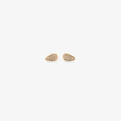 14k & diamond elongated triangle skipping stone studs, .09ct