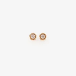 14k & diamond encased flower studs, .26ct