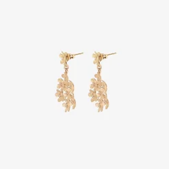 14k & diamond flower patch drop earrings on posts, .24ct