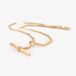 14k & diamond pavé heavyweight fob chain with removable t-bar pendant