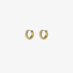 14k & diamond pavé small huggie hoops