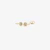 14k & diamond square skipping stone studs, .09ct
