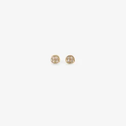14k & diamond square skipping stone studs, .09ct