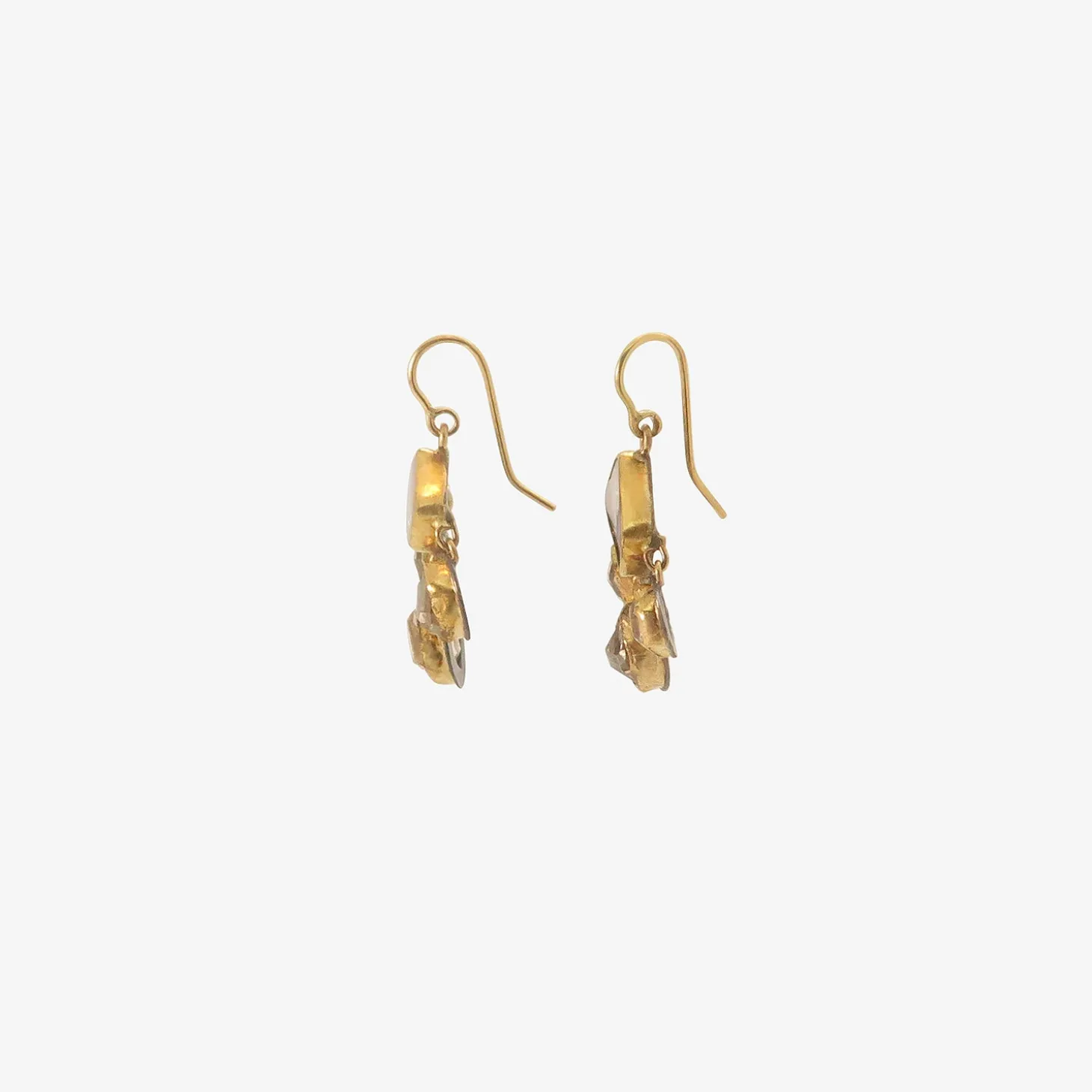 18k & diamond-shaped blue pink opal chandelier earrings with herkimer diamond drops