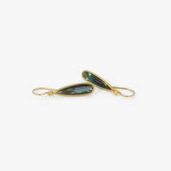 18k & elongated blue tourmaline drop earrings, 4.02ct