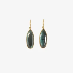 18k & elongated green tourmaline drop earrings, 13.05ct