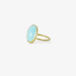 18k & elongated oval persian turquoise ring, 4.5ct