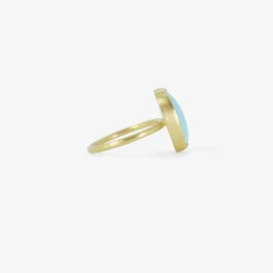 18k & elongated oval persian turquoise ring, 4.5ct