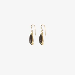 18k & elongated pear-shaped amethyst-over-hematite earrings