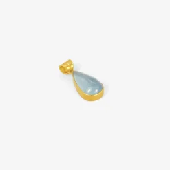 22k & elongated teardrop-shaped aquamarine pendant
