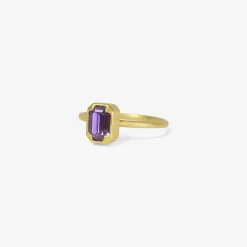 18k & emerald cut purple sapphire ring