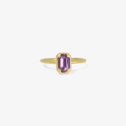18k & emerald cut purple sapphire ring