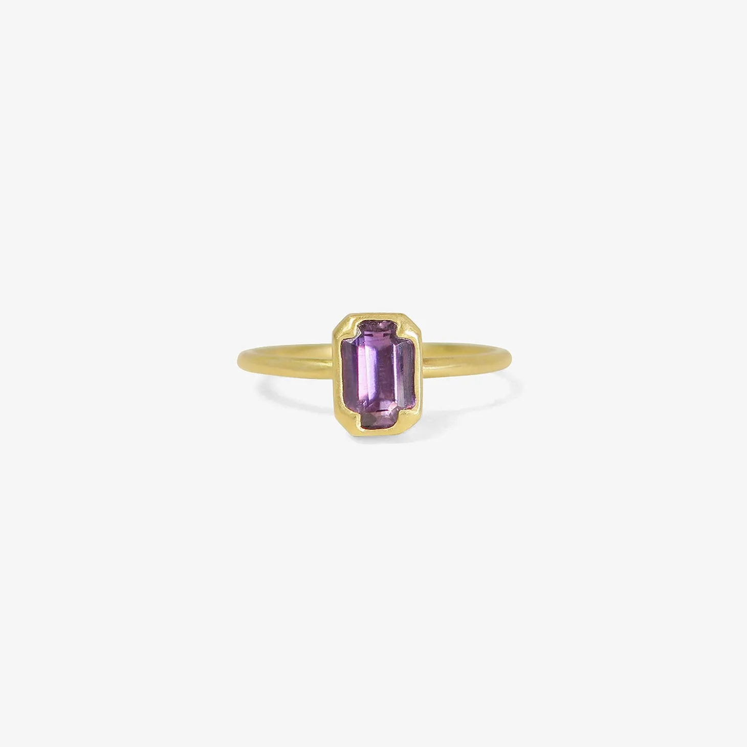 18k & emerald cut purple sapphire ring