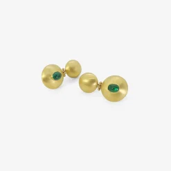 22k & emerald double dome bulla earrings