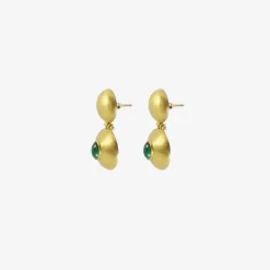 22k & emerald double dome bulla earrings