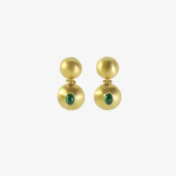 22k & emerald double dome bulla earrings