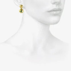 22k & emerald double dome bulla earrings