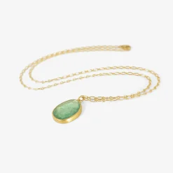 18k & emerald pebble drop pendant 5.18ct
