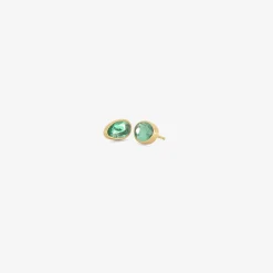 18k & emerald pebble sequin studs, 1.42ct