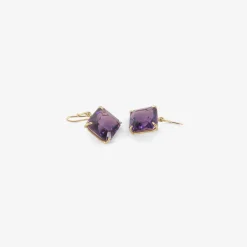 18k & emerald-cut amethyst cube earrings