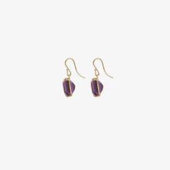18k & emerald-cut amethyst cube earrings
