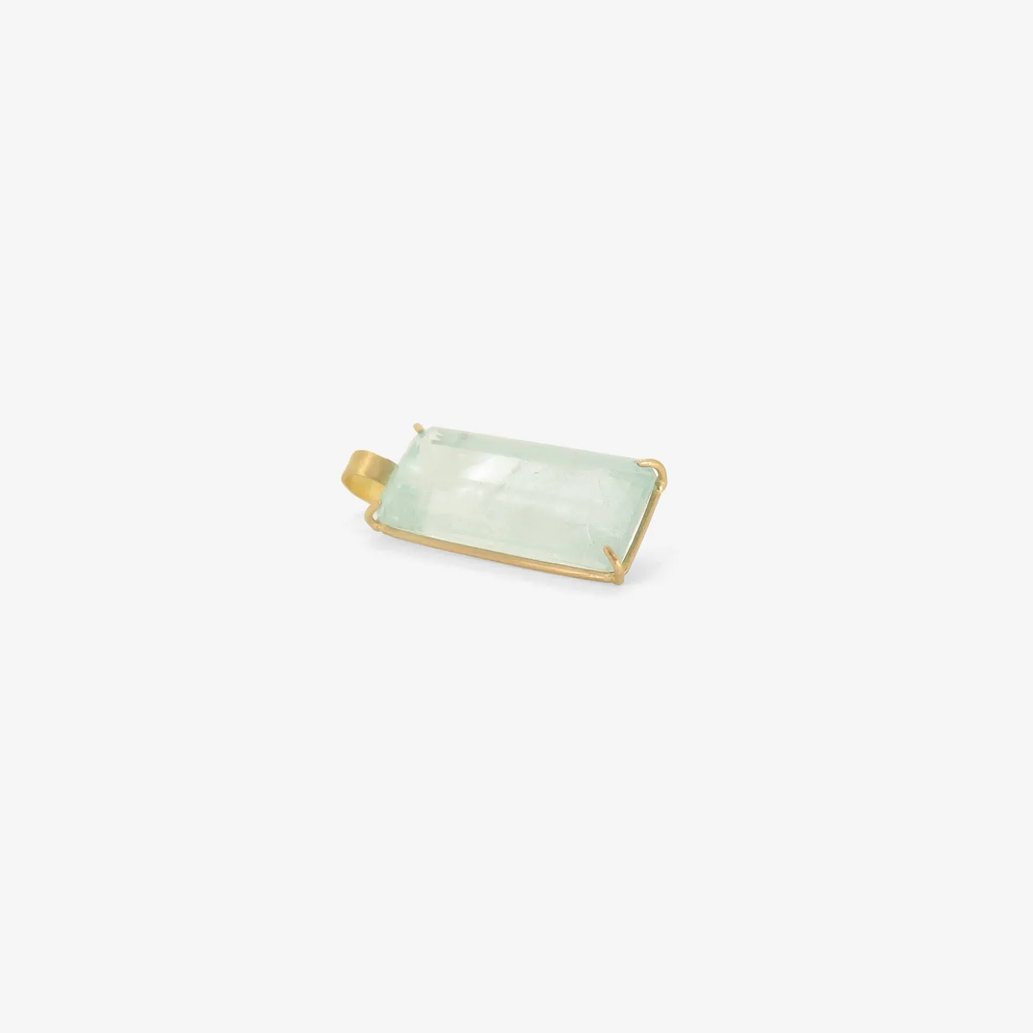 22k & emerald-cut blue beryl pendant