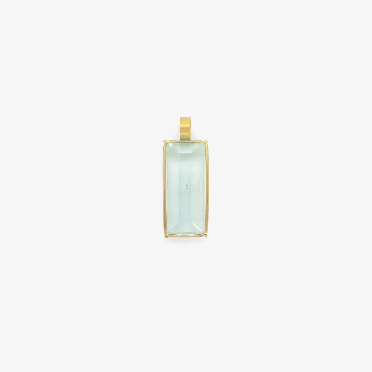 22k & emerald-cut blue beryl pendant