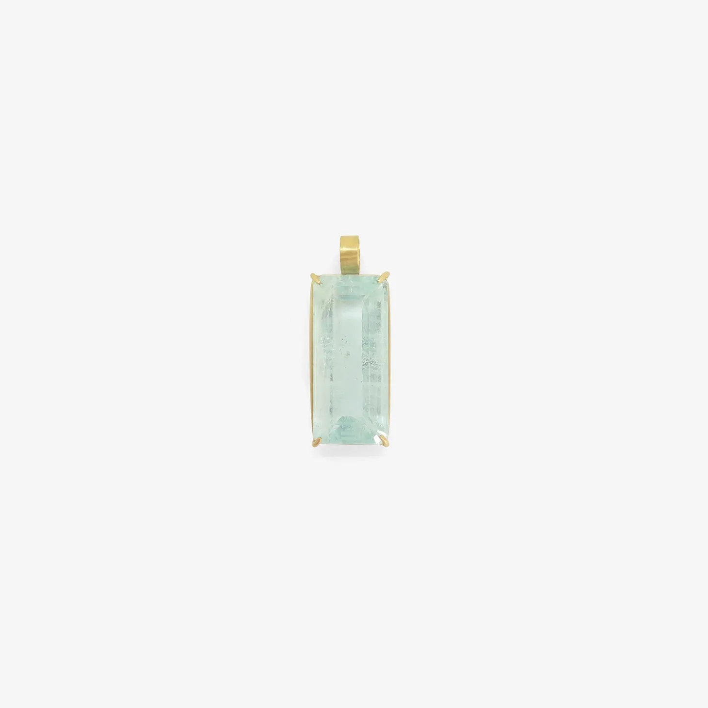 22k & emerald-cut blue beryl pendant