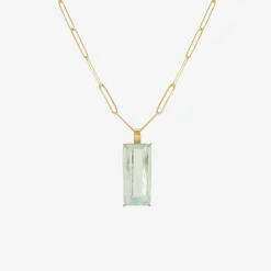 22k & emerald-cut blue beryl pendant